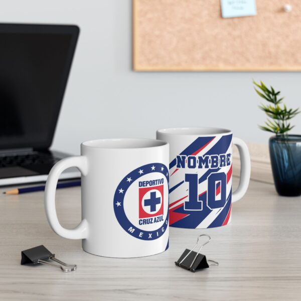 Taza Personalizada Cruz Azul – Agrega Tu Nombre y Número