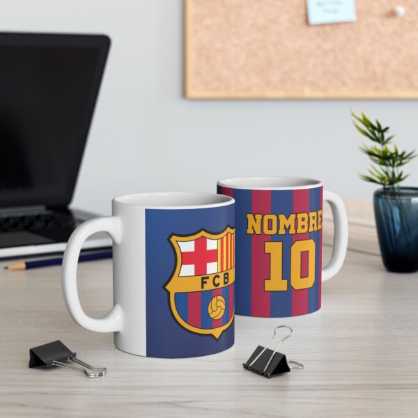 Taza personalizada FC Barcelona – con Nombre y Número