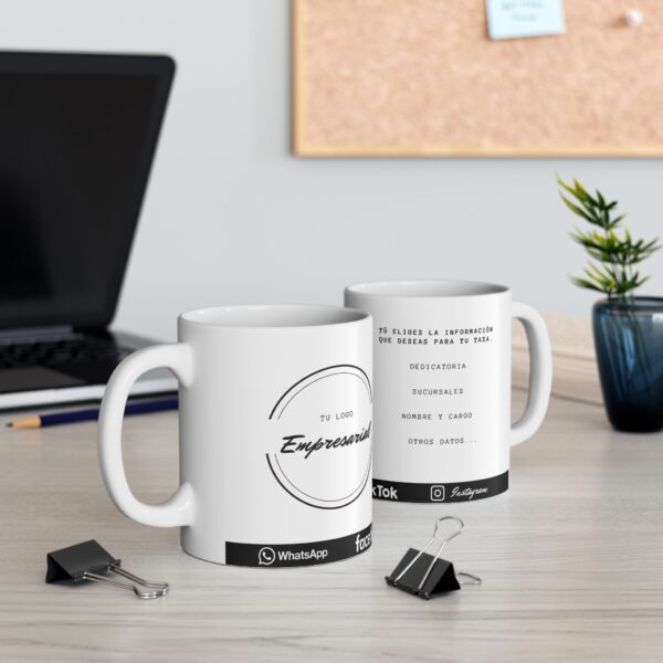 Taza Empresarial Personalizada con Logo y Redes
