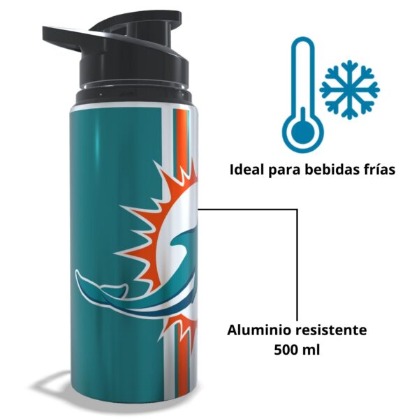 Termo Miami Dolphins aluminio sublimado | 500ml