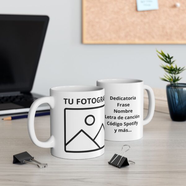 Taza Foto Personalizada con Dedicatoria y Canción