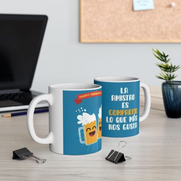 Taza Amistad Compartir 11oz – Diseño Cervezas Animadas