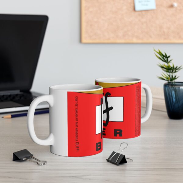 Taza Duff Roja 11oz – Diseño Cerveza Animada