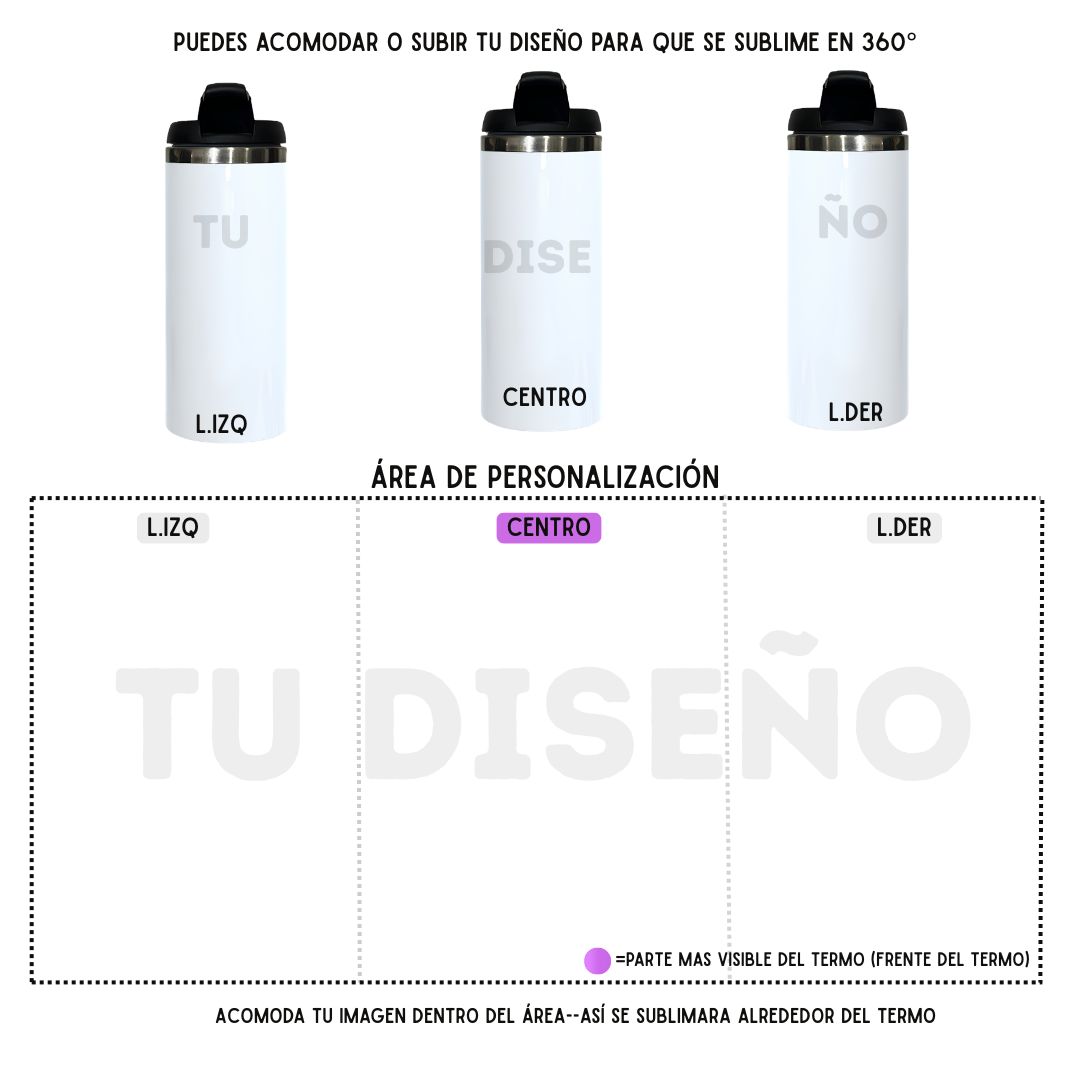 Termo Sublimado 600ml Personalizado – Foto y Logo